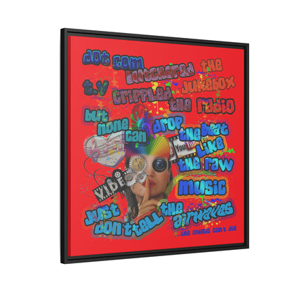 drop the beat - framed canvas art (red)