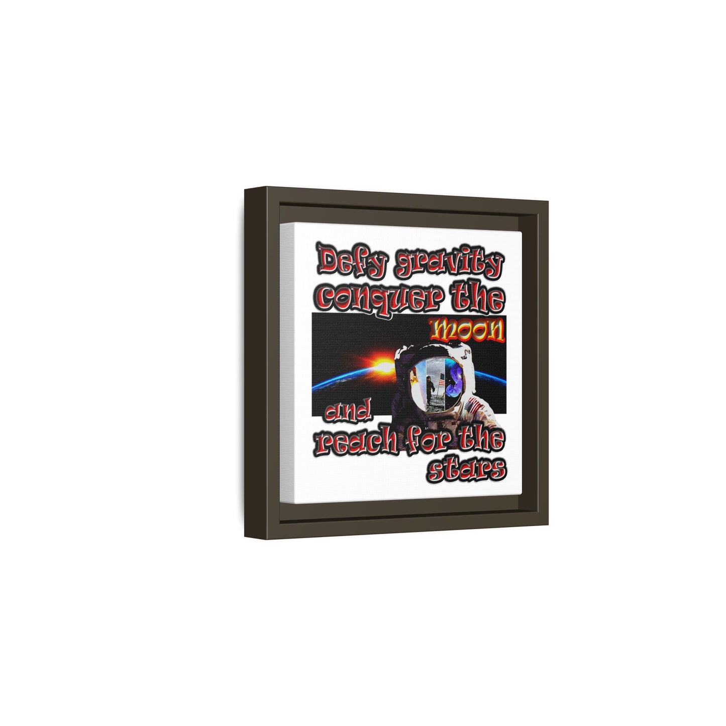 defy conquer reach - framed canvas art (white)