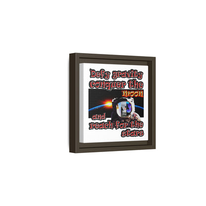 defy conquer reach - framed canvas art (white)