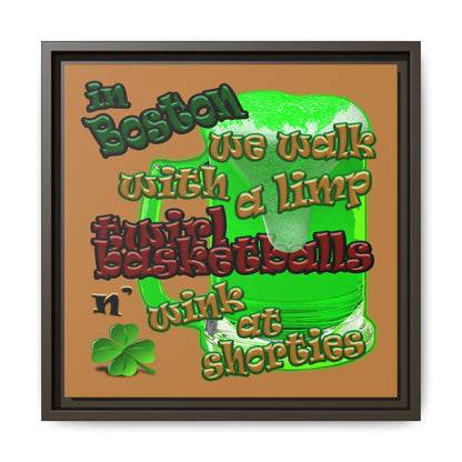 celtics logo - framed canvas art (light brown)