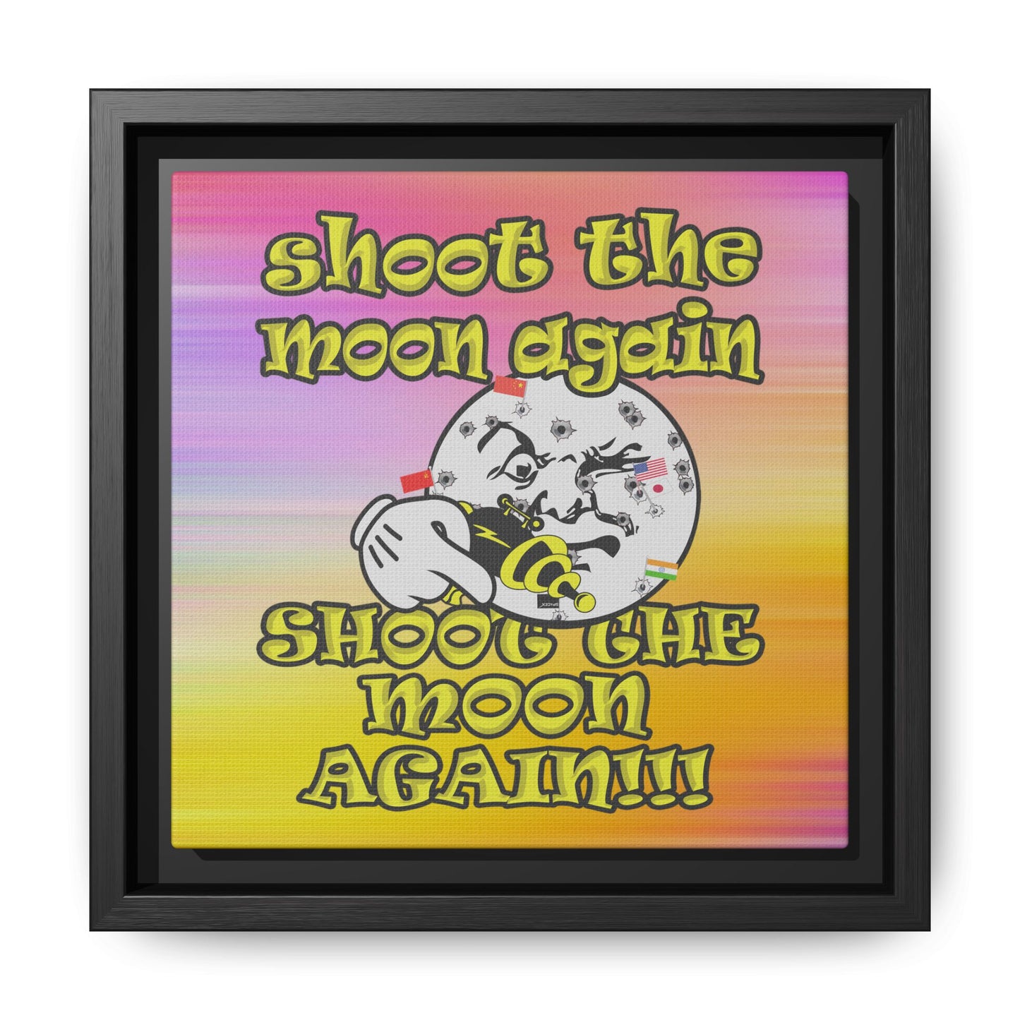 shoot the moon again - framed canvas art (color blur)
