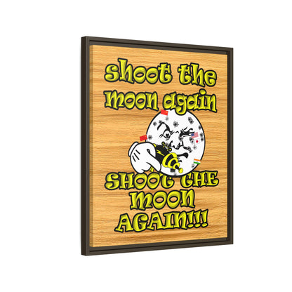 shoot the moon again - framed canvas art (butterscotch wood finish)