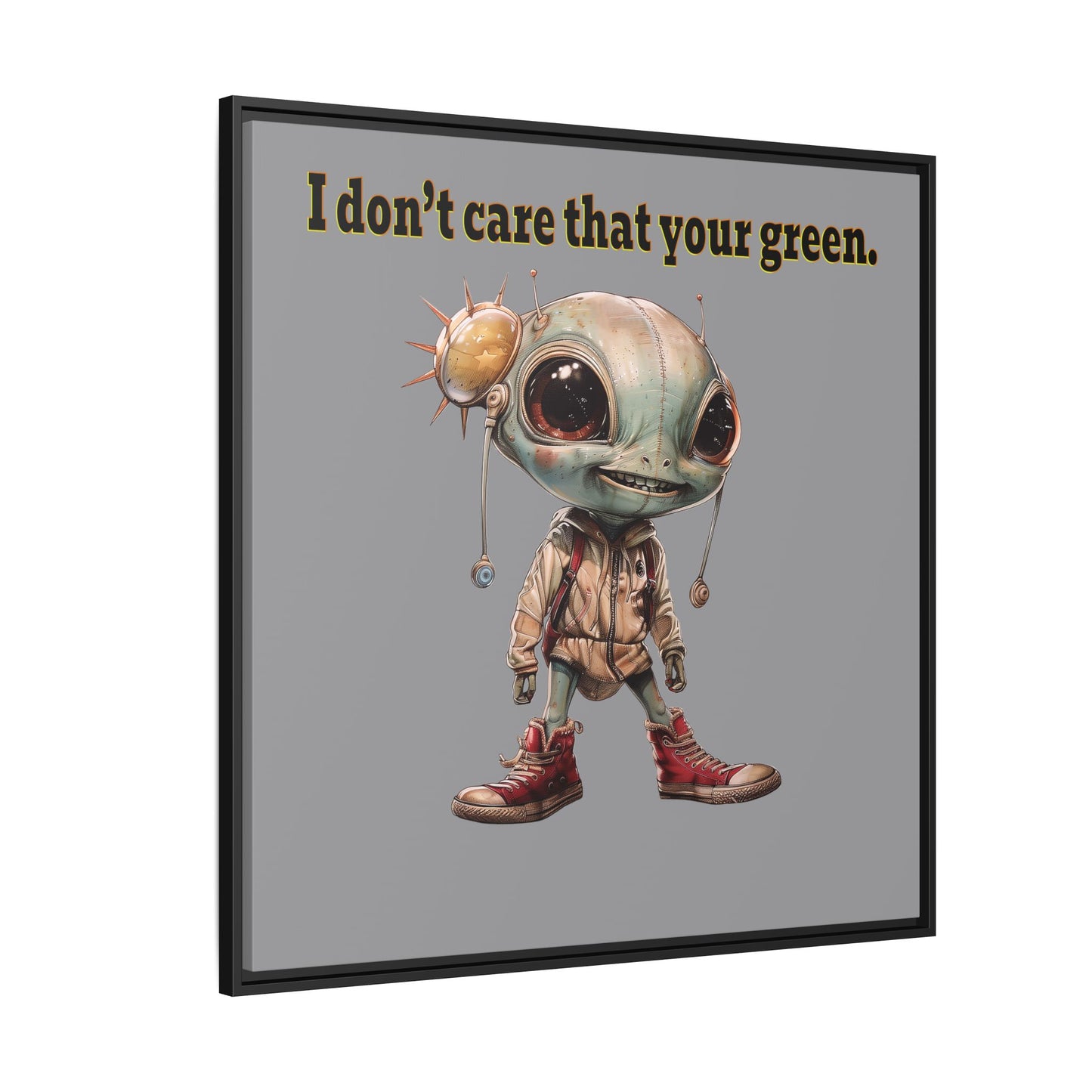 I don't care that your green - framed canvas art (grey)