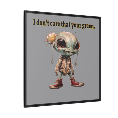 I don't care that your green - framed canvas art (grey)