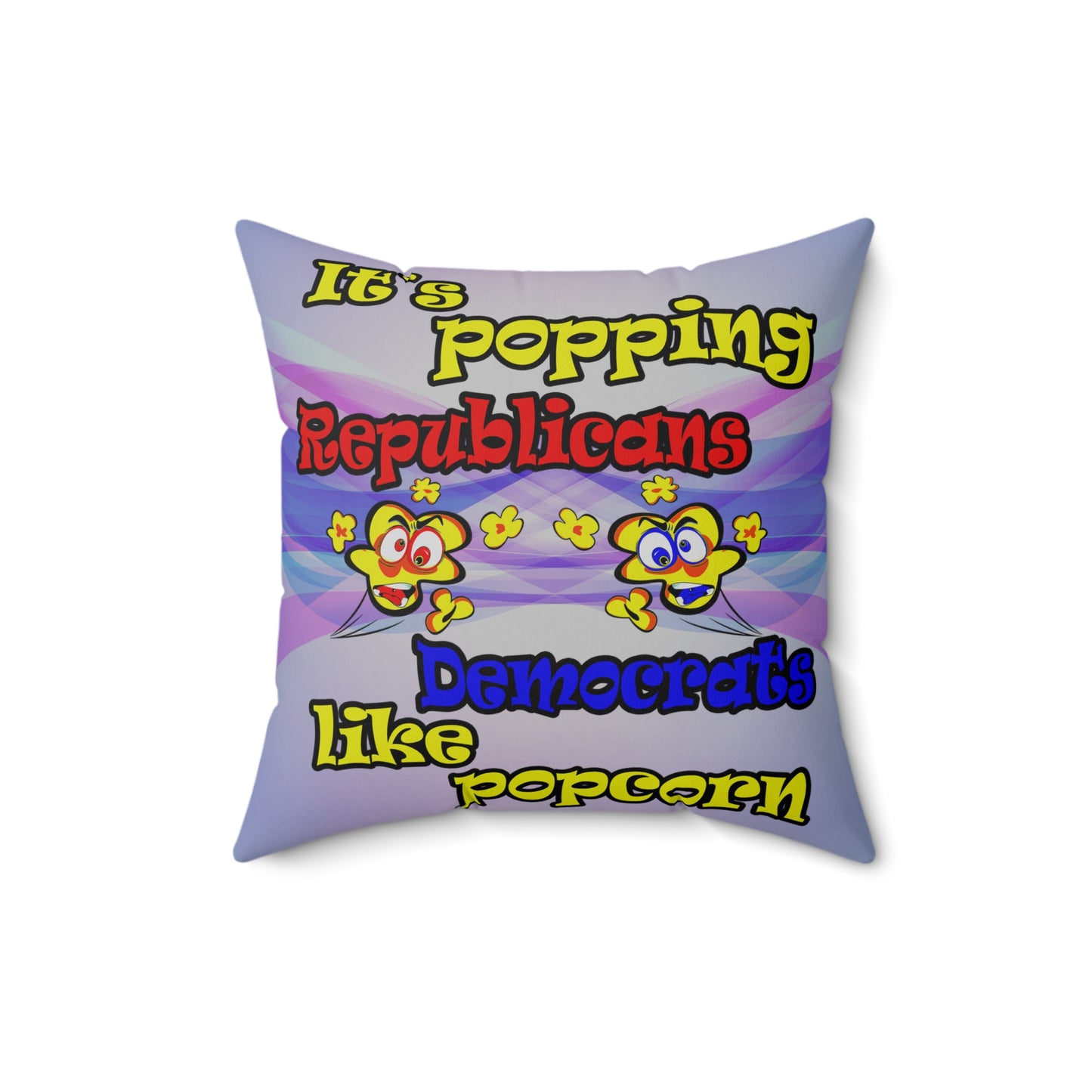 popping like popcorn - Spun Polyester Square Pillow - (light blue-pink wave)