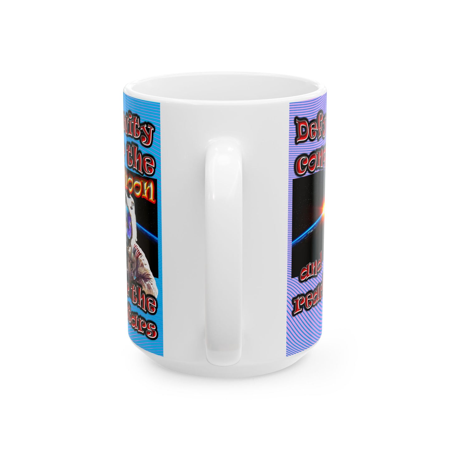 defy conquer reach - White Mug (light blue-purple wave)