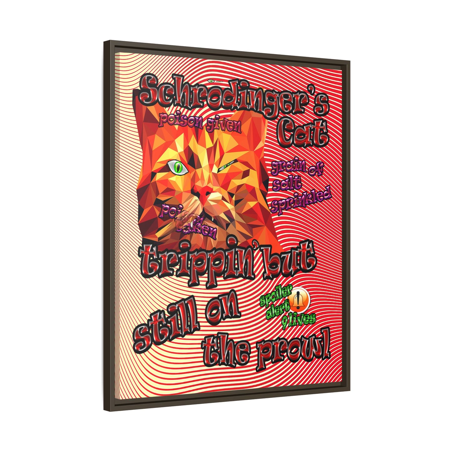 schrodinger's cat - framed canvas art (yellow-orange wave)