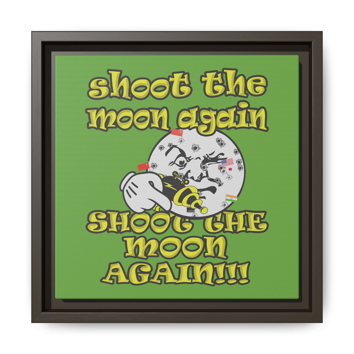 shoot the moon again - framed canvas art (green)