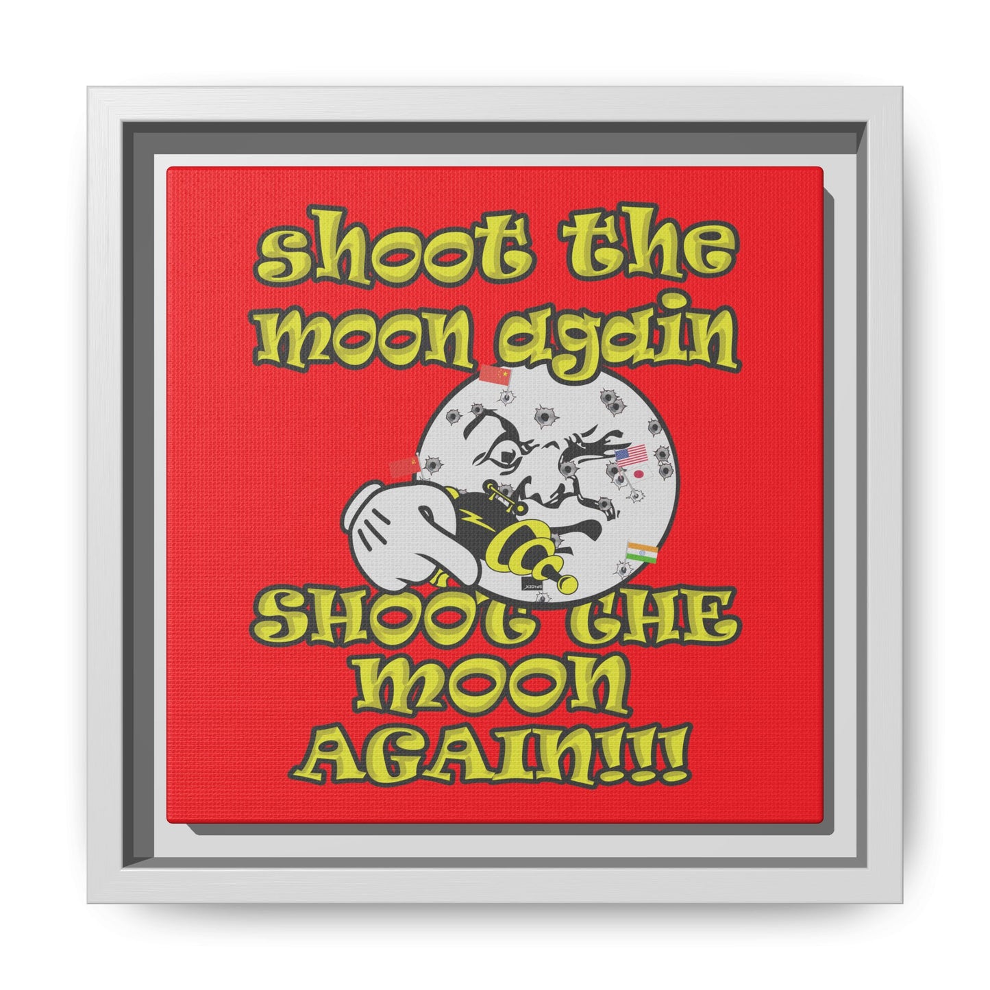 shoot the moon again - framed canvas art (red)