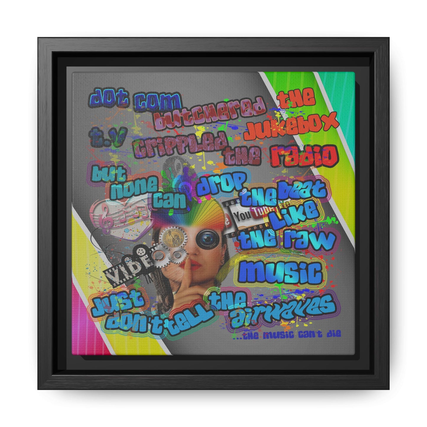 drop the beat - framed canvas art (rainbow split)