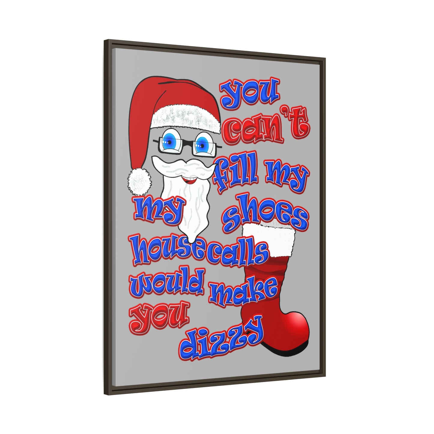 santa's shoes - framed canvas art (light grey)