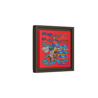 drop the beat - framed canvas art (red)