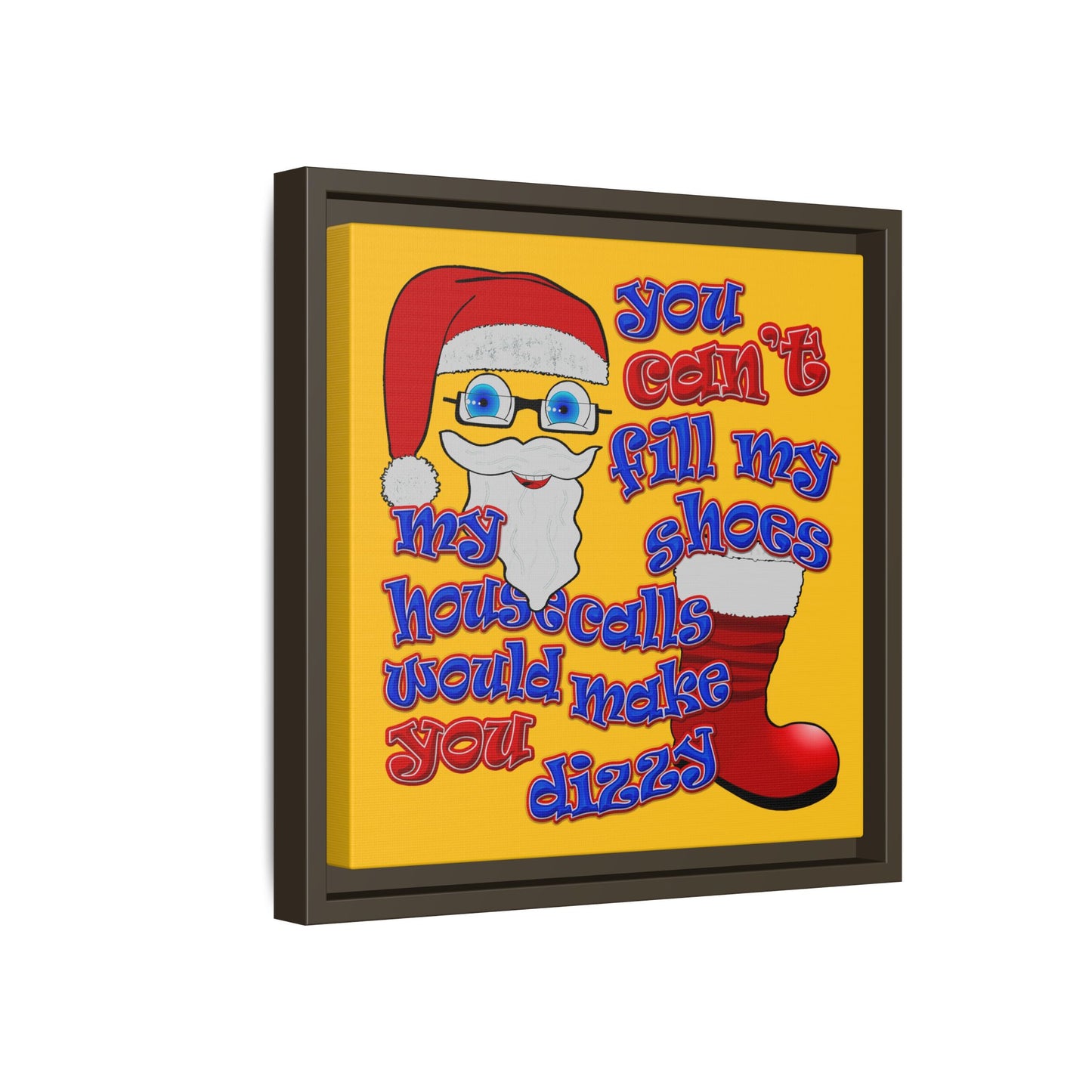 santa's shoes - framed canvas art (yellow)