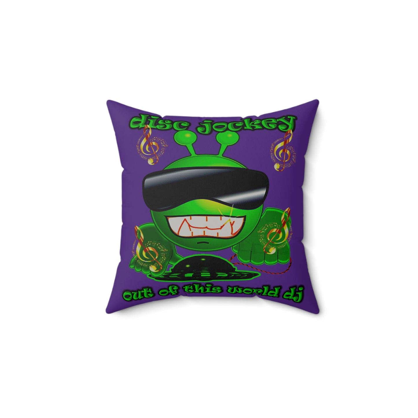 disc jockey - Faux Suede Square Pillow - (purple)