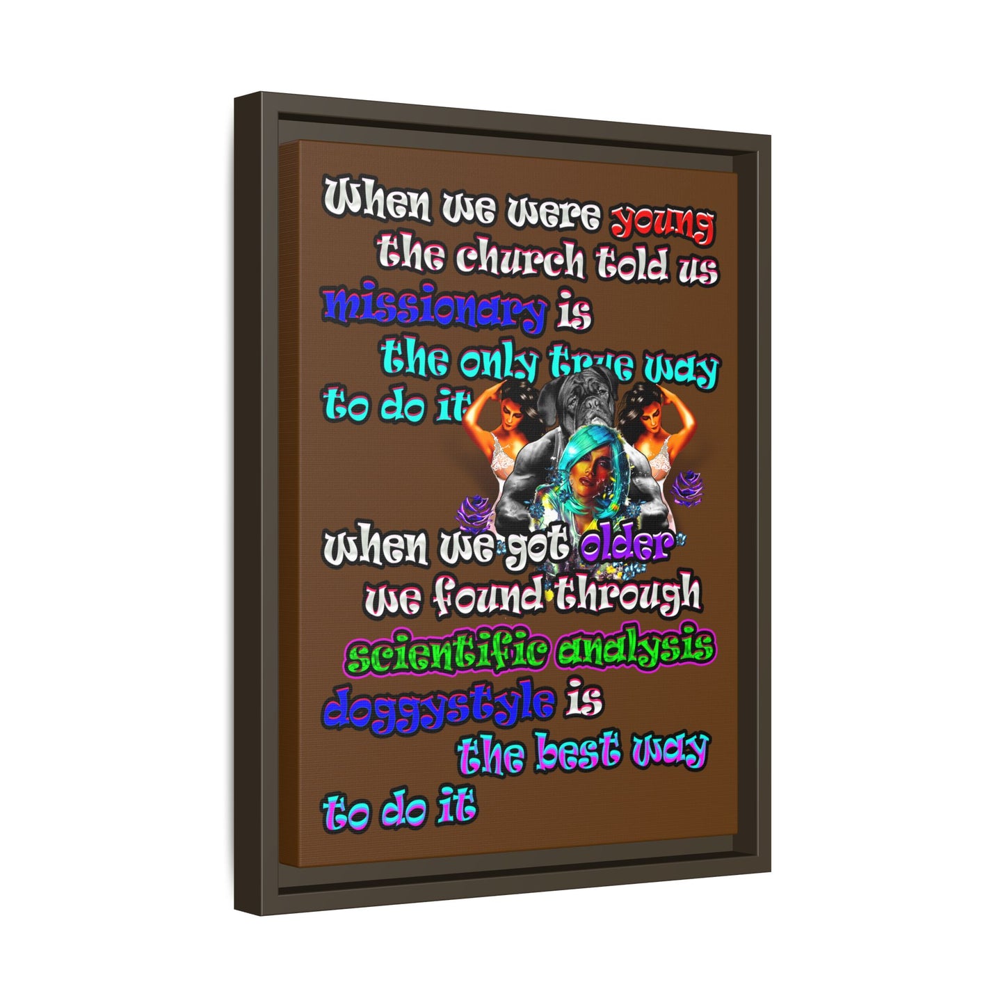 doggystyle - framed canvas art (brown)