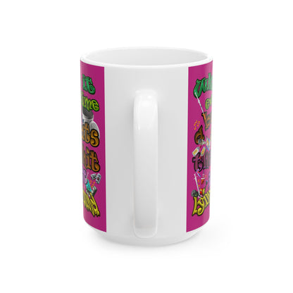 the bum's shit - White Mug (pink)