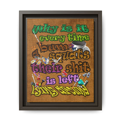 the bum's shit - framed canvas art (brown papyrus)