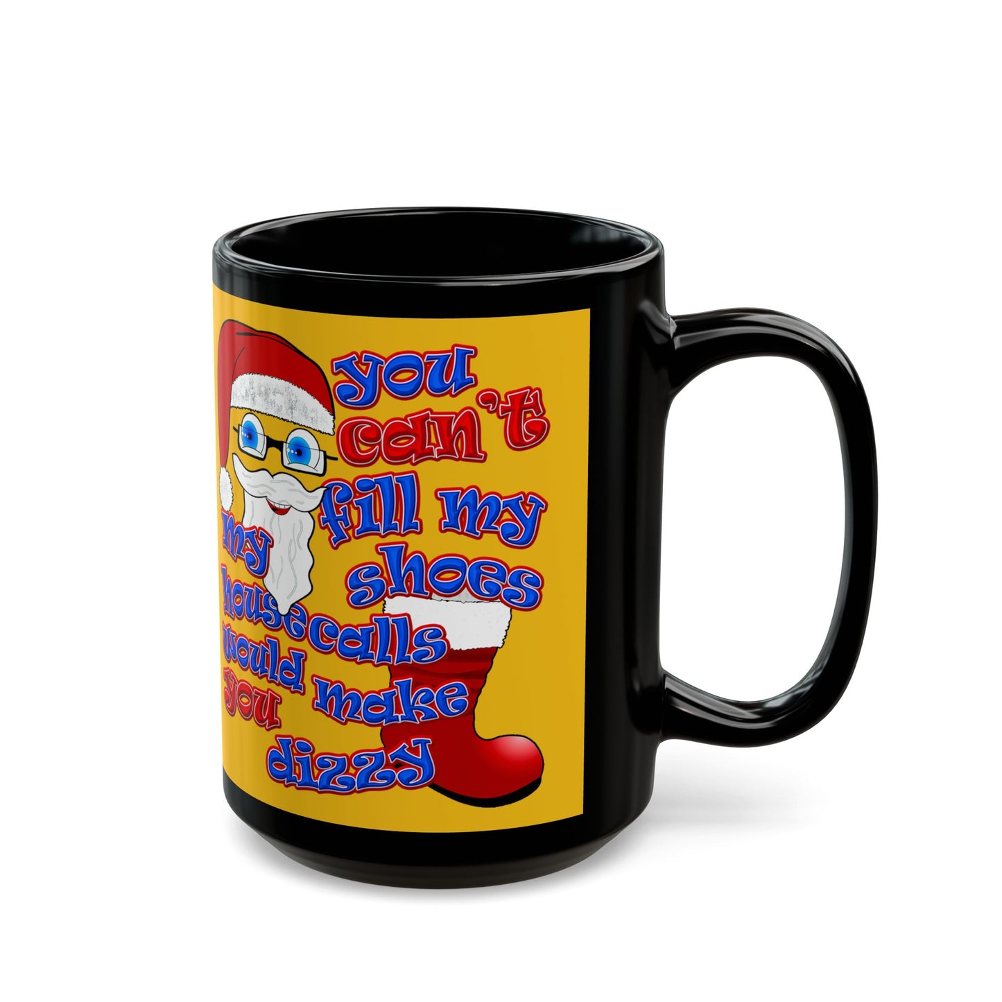 santa's shoes - Black Mug (yellow)
