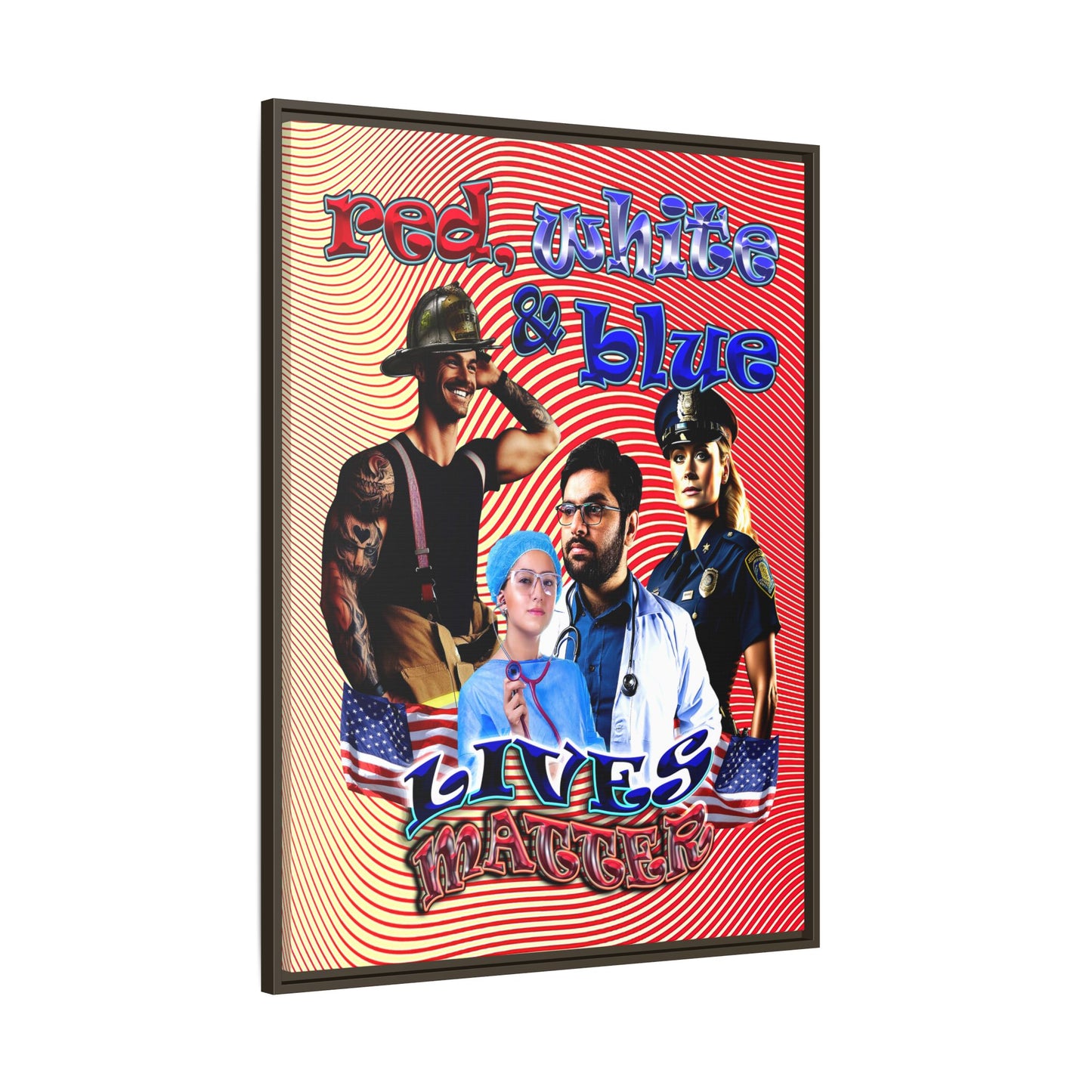 rw&b lives matter - framed canvas art (yellow-orange wave)