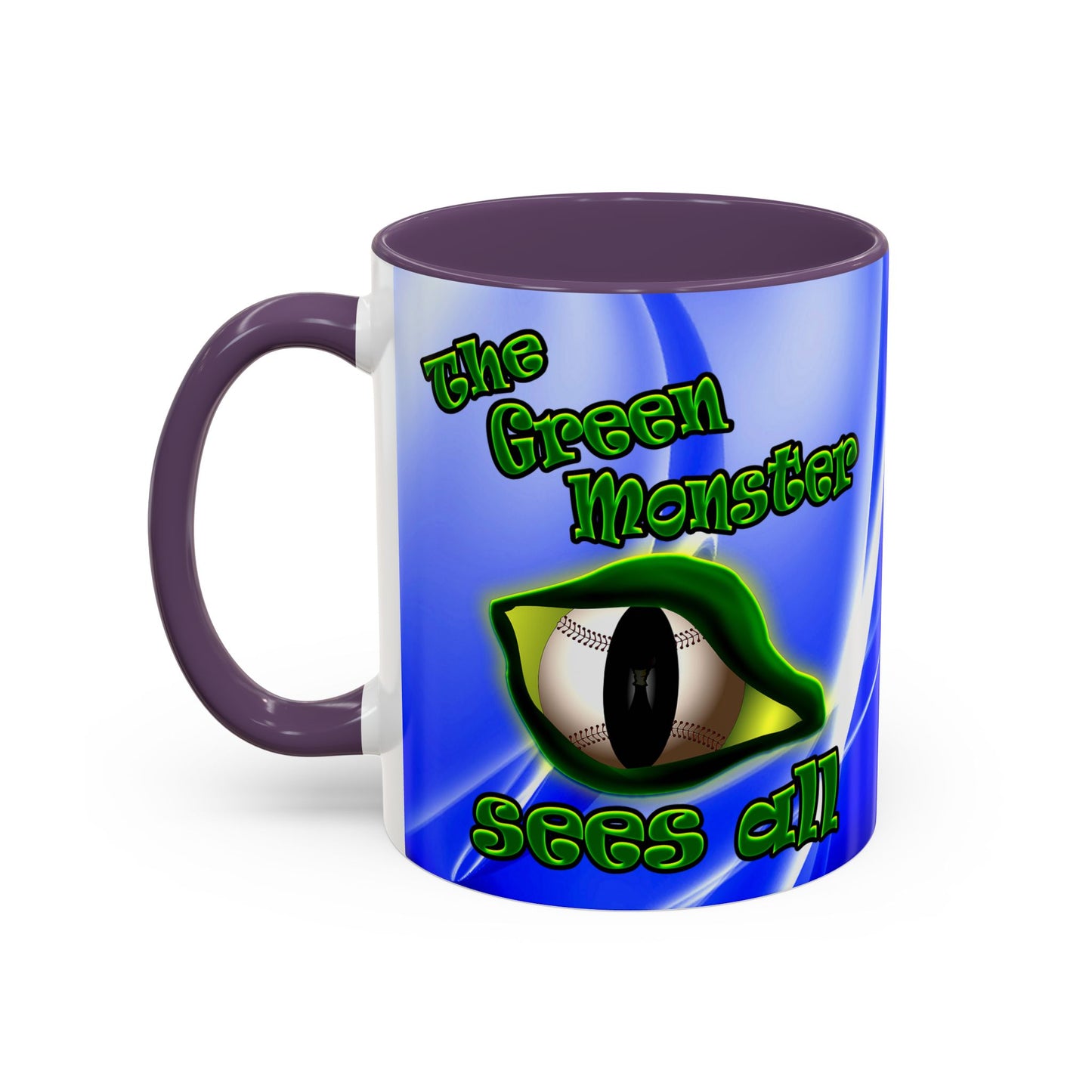 green monster - Accent Mug (blue-white wave)