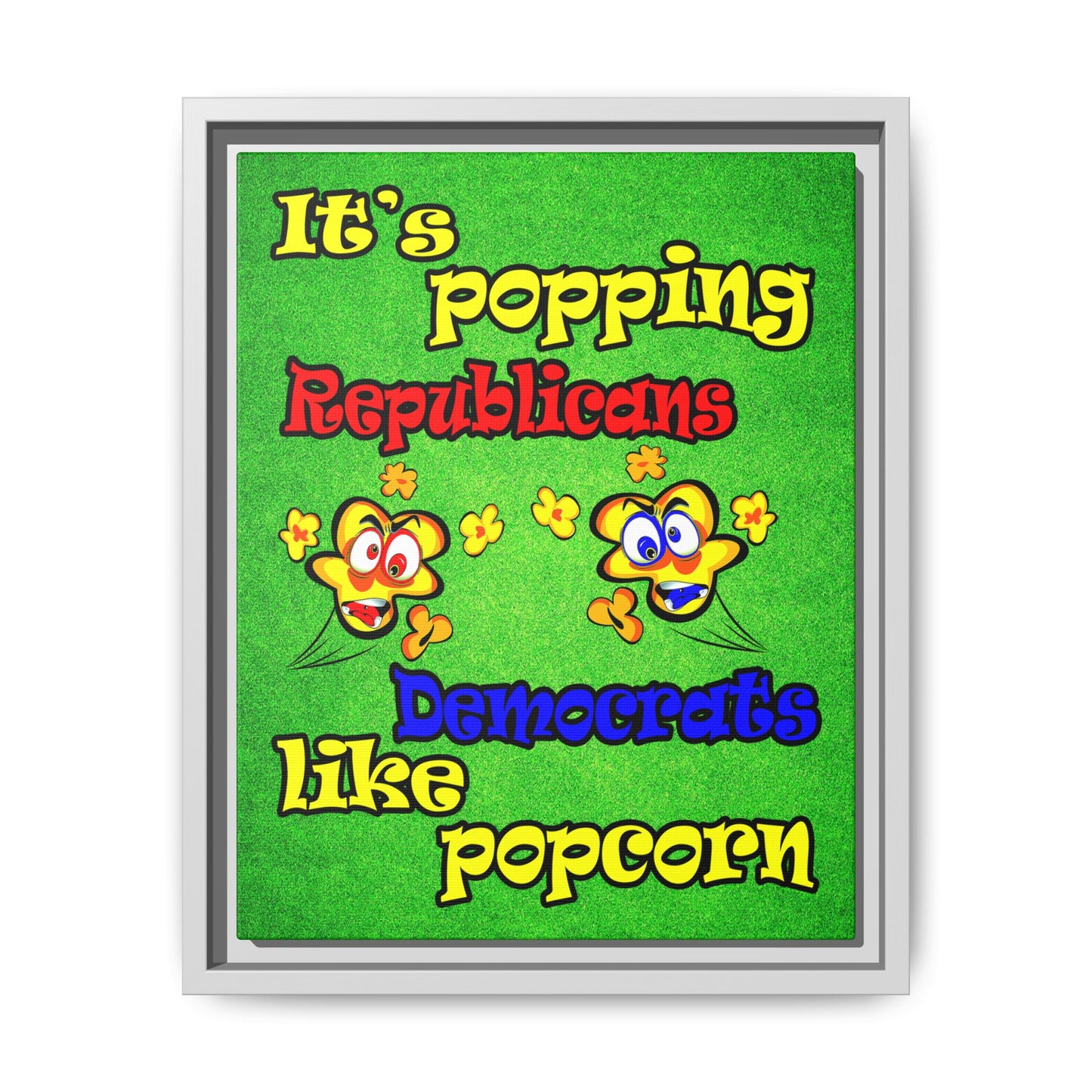 popping like popcorn - framed canvas art (green turf)