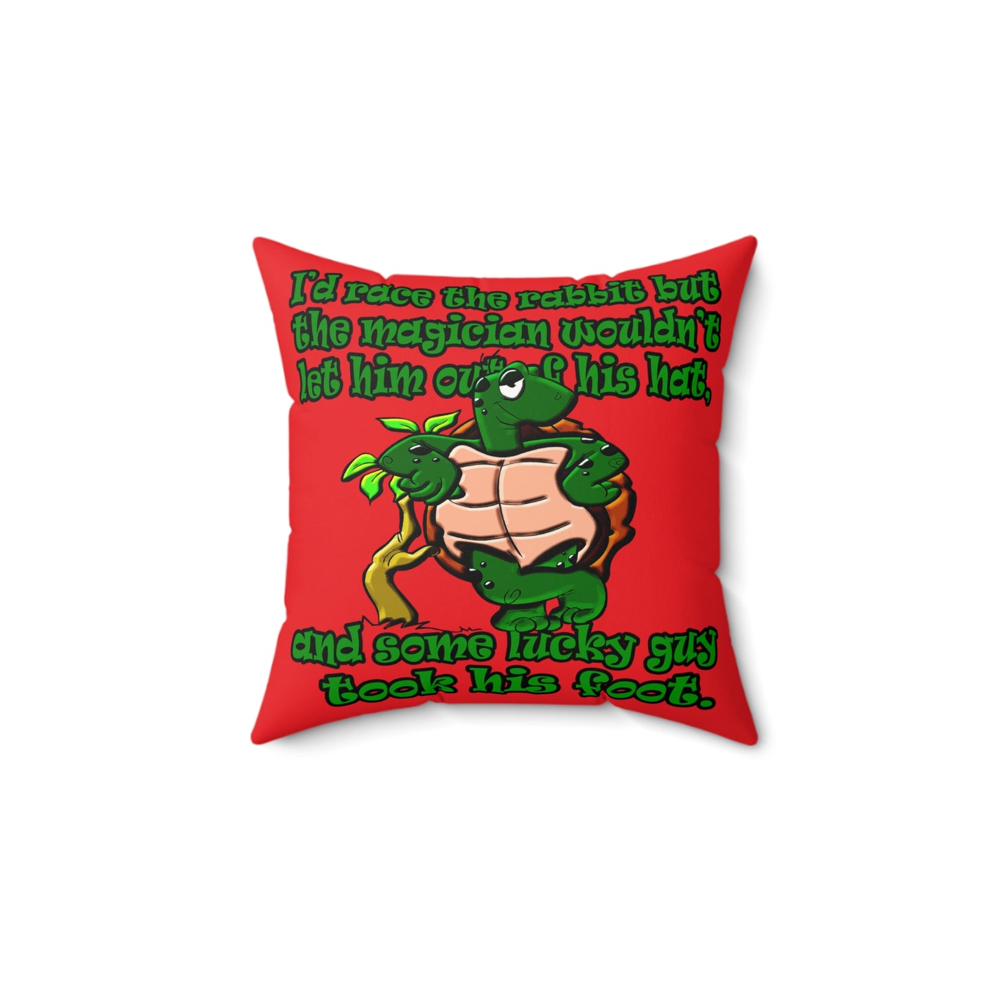 turtle race - Faux Suede Square Pillow - (red)