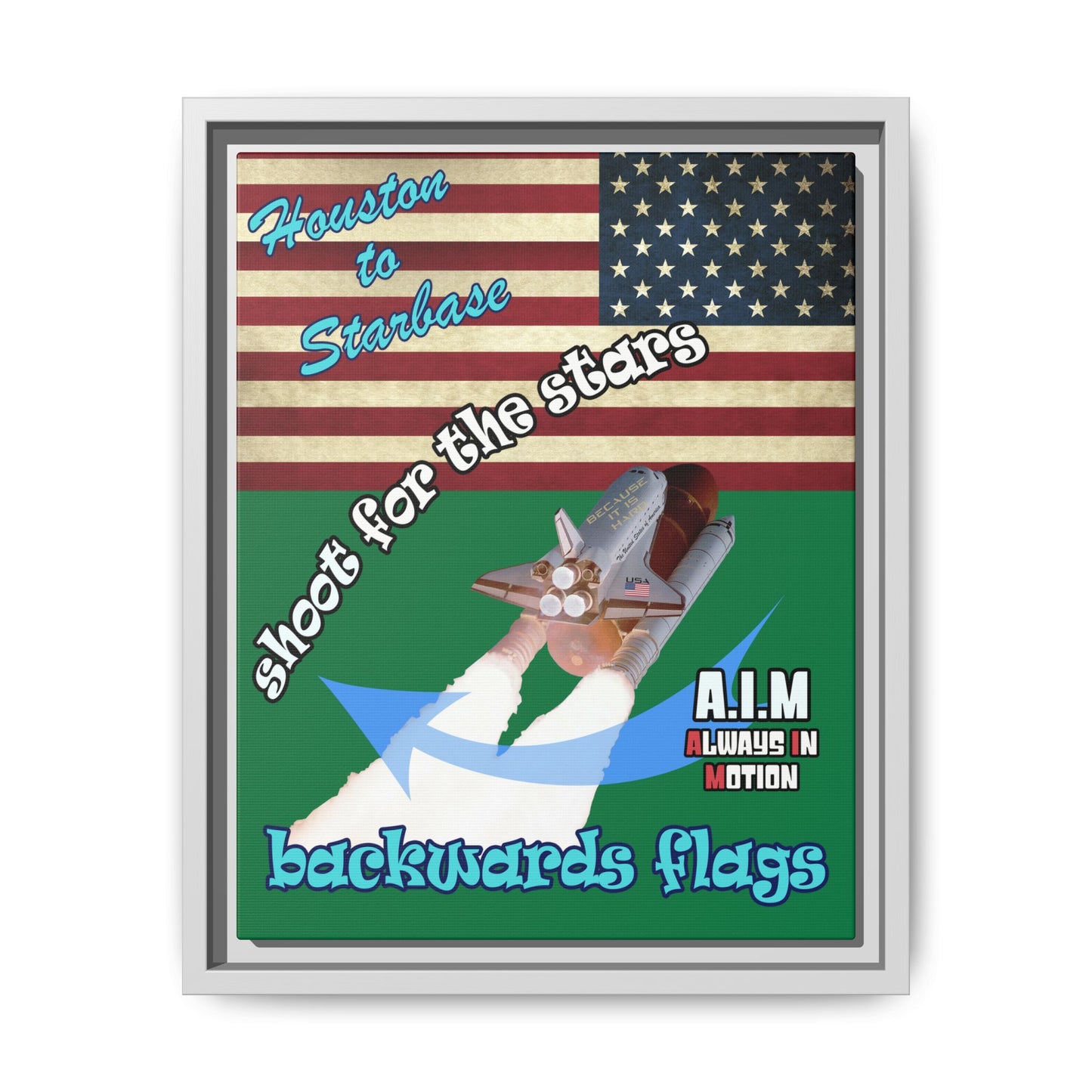 shoot for the stars - framed canvas art (dark green)