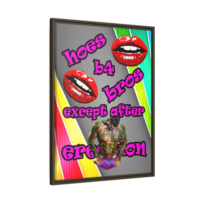 hoes b4 bros - framed canvas art (rainbow split)
