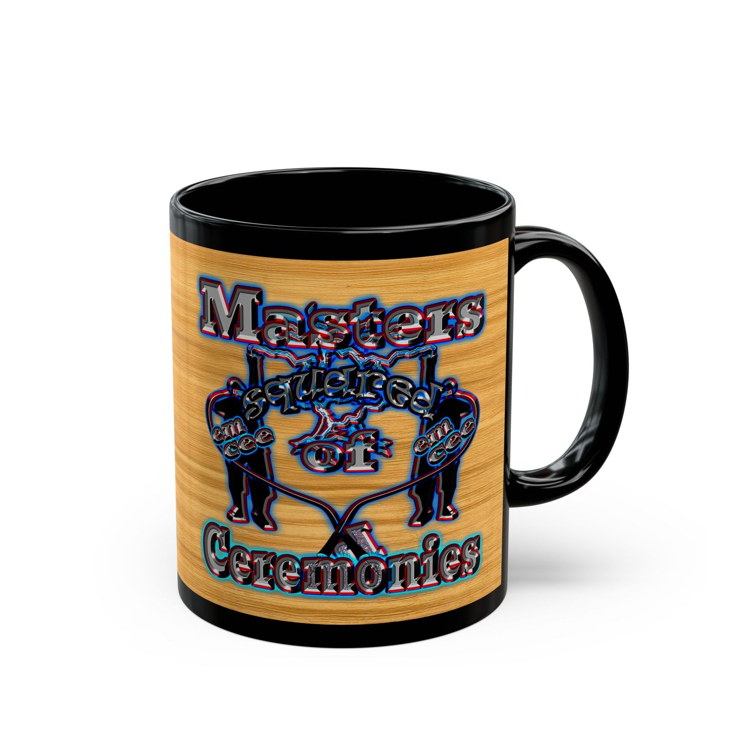 em cee squared - Black Mug (butterscotch wood finish)