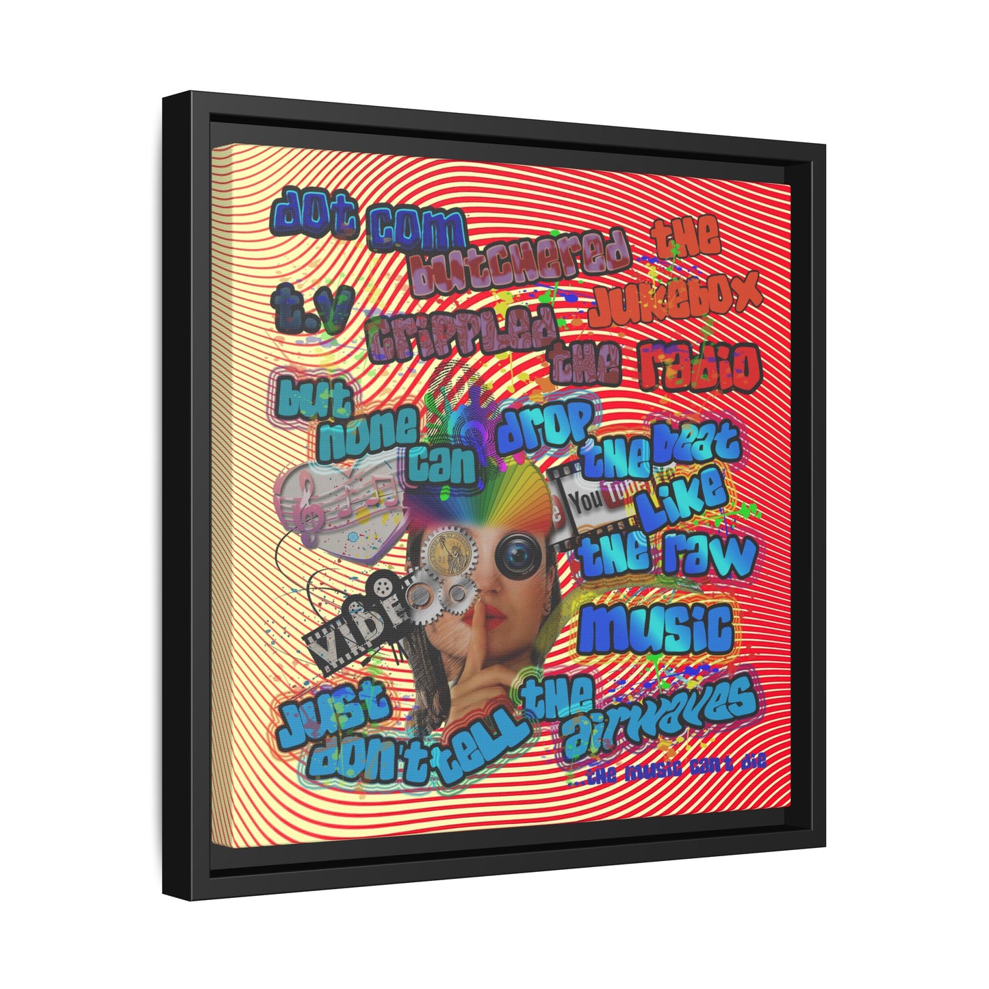 drop the beat - framed canvas art (yellow-orange wave)