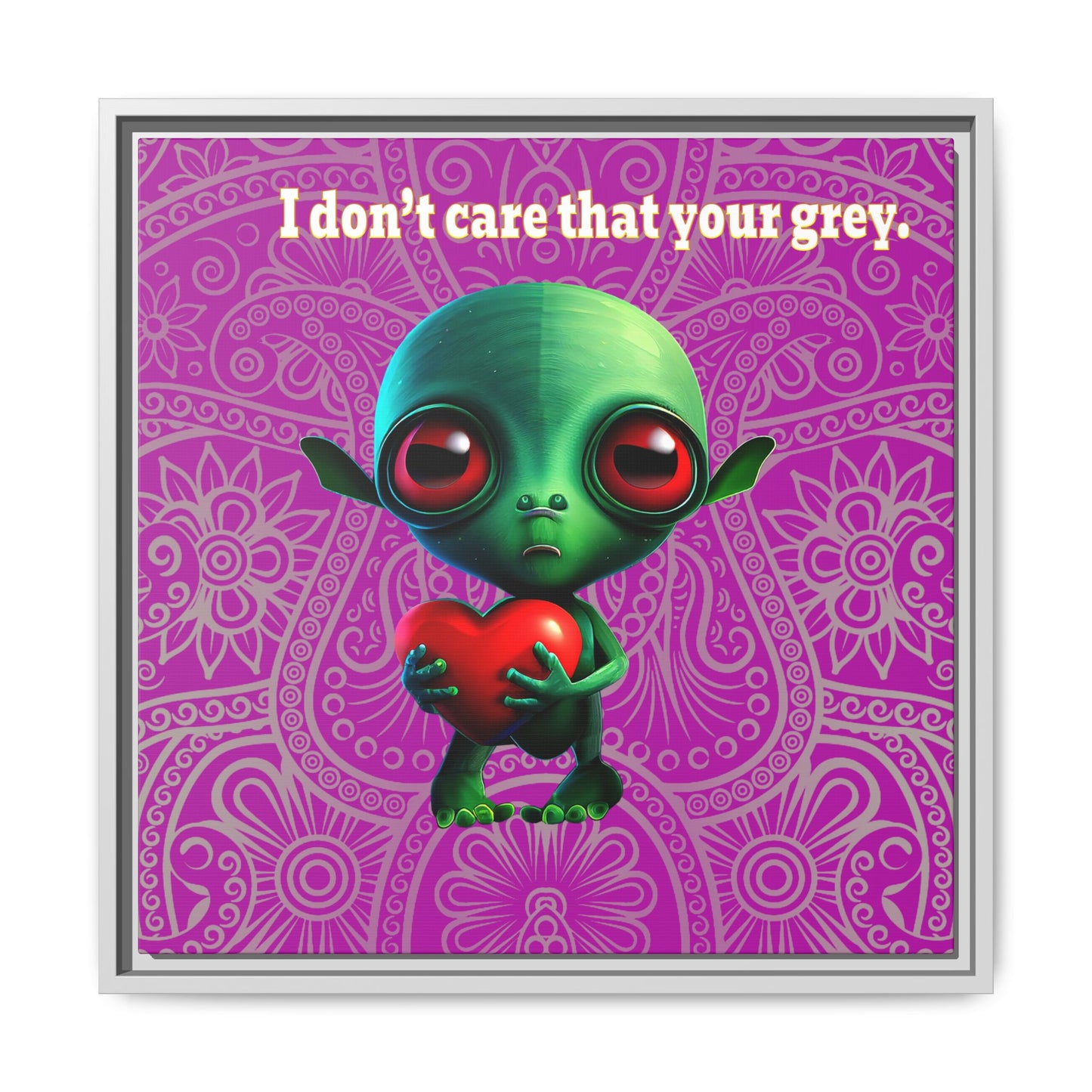I don't care that your grey - framed canvas art (pink swirl)
