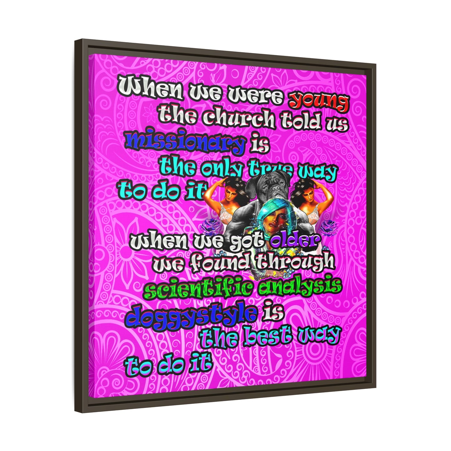 doggystyle - framed canvas art (pink swirl)