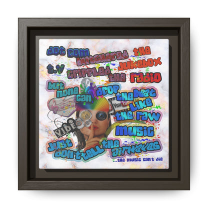 drop the beat - framed canvas art (white marble)