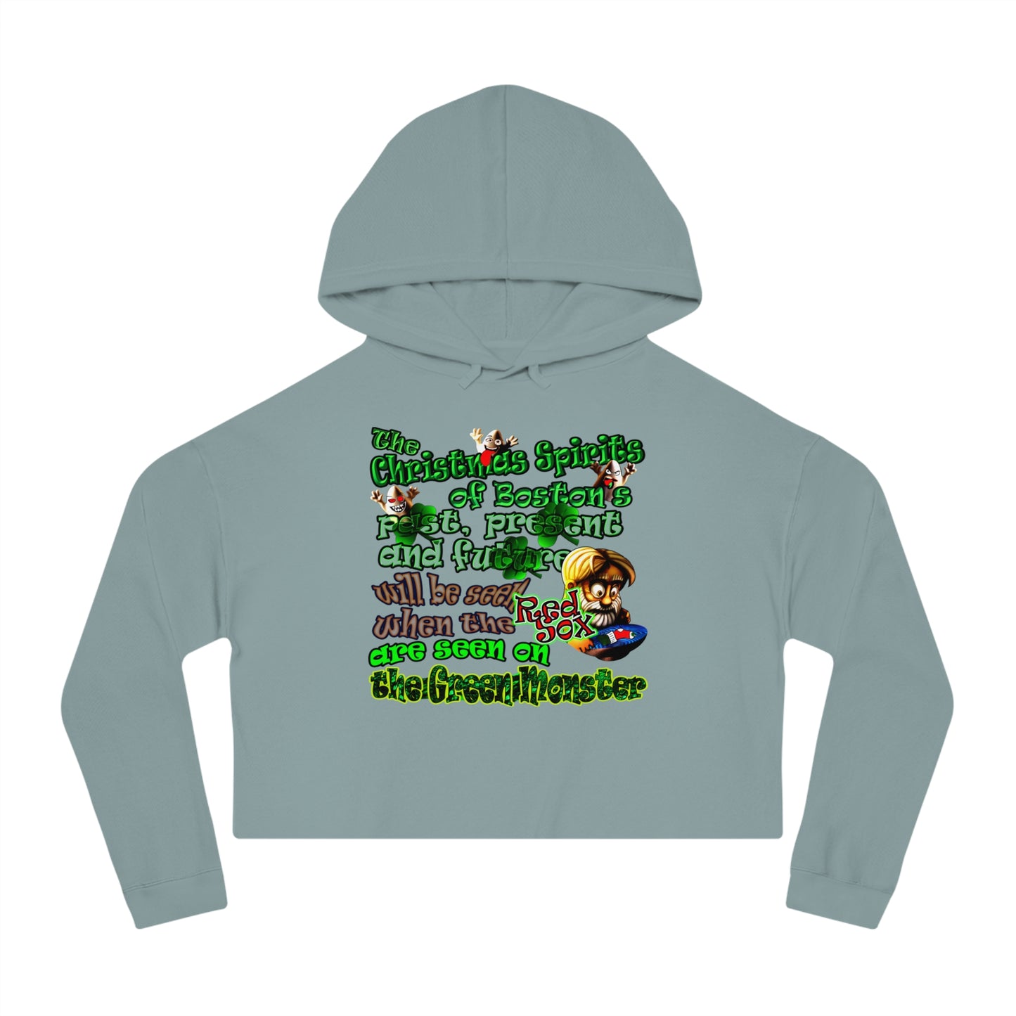 christmas spirits of boston - Women’s Cropped Hooded Sweatshirt