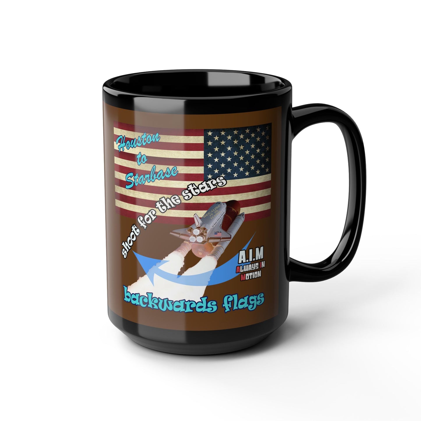 shoot for the stars - Black Mug (brown)