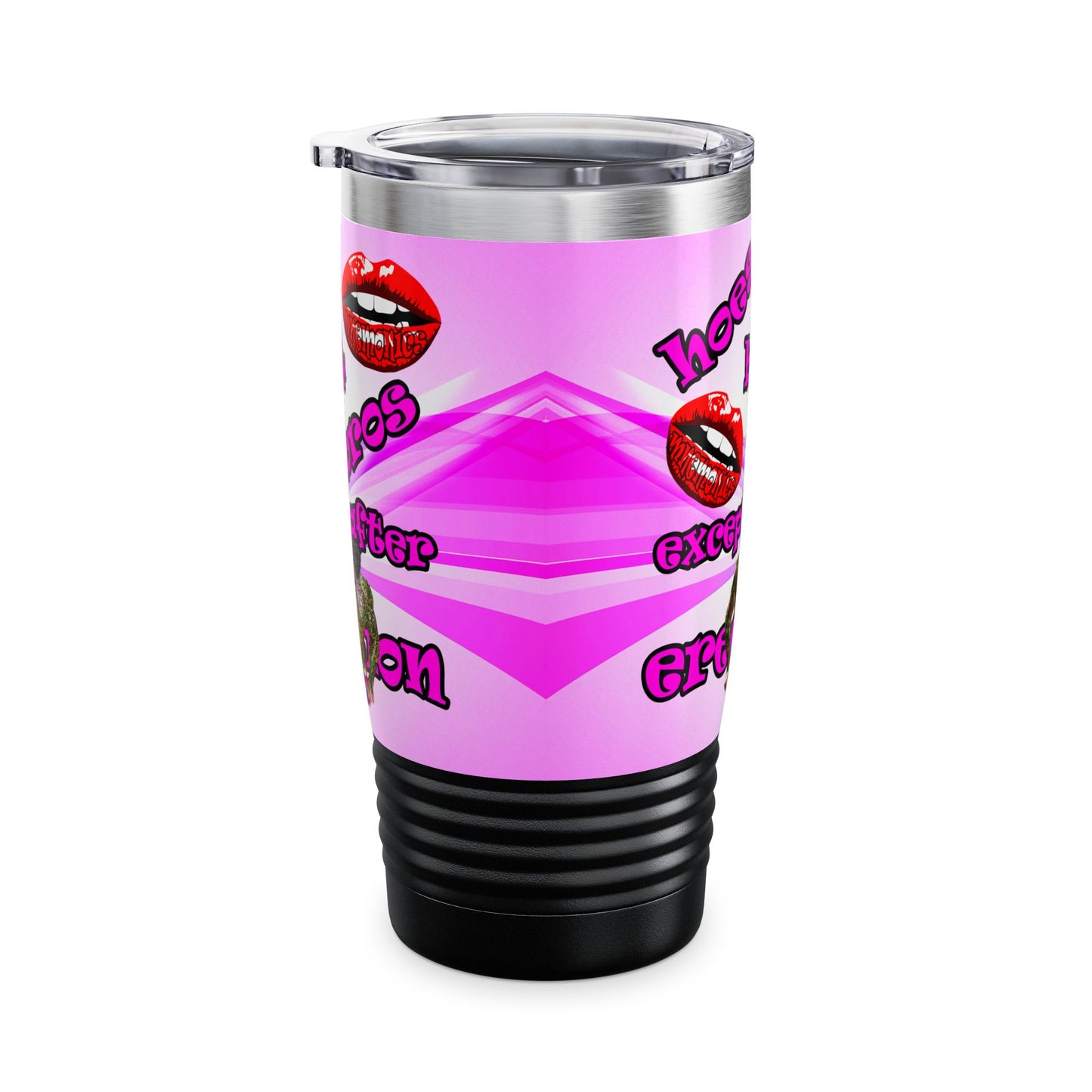 hoes b4 bros - Ringneck Tumbler, 20oz (light blue-pink wave)