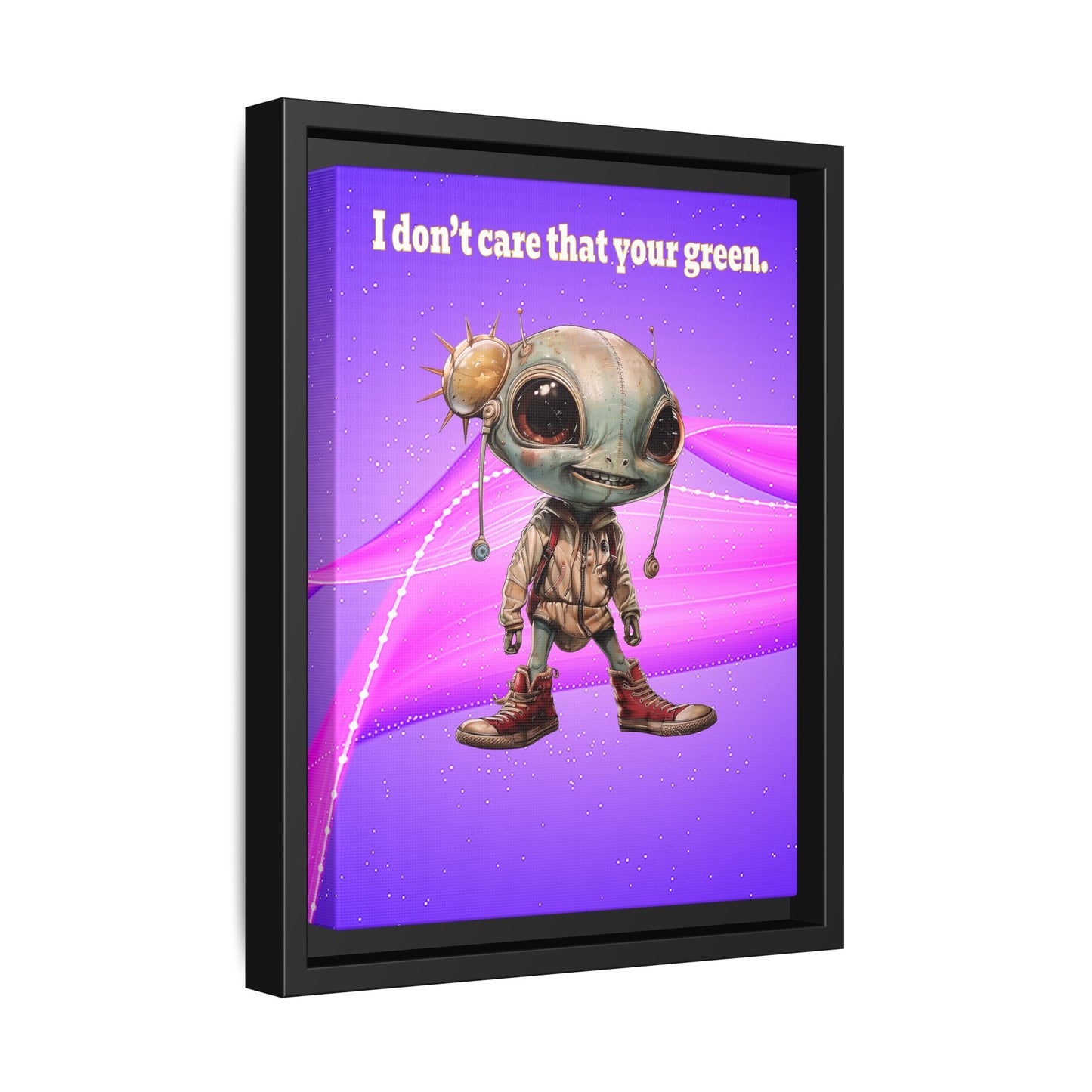 I don't care that your green - framed canvas art (purple-pink wave)