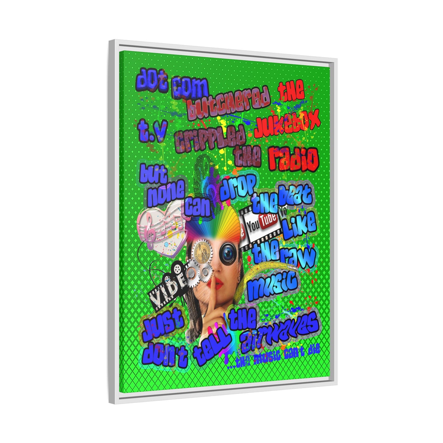 drop the beat - framed canvas art (logo green)
