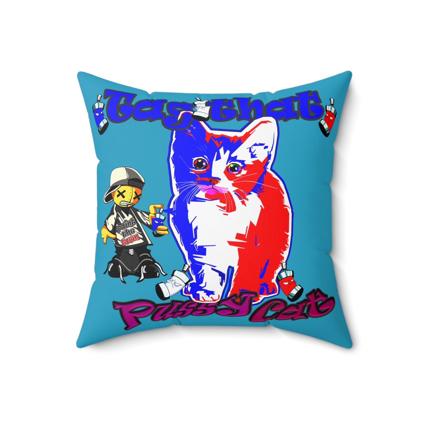 tag that - Spun Polyester Square Pillow - (turquoise)