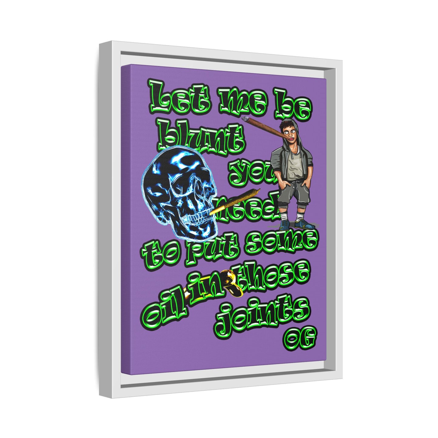 og - framed canvas art (light purple)
