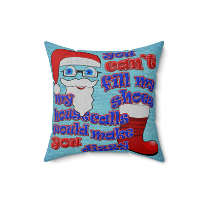 santa's shoes - Spun Polyester Square Pillow - (faded dark blue)