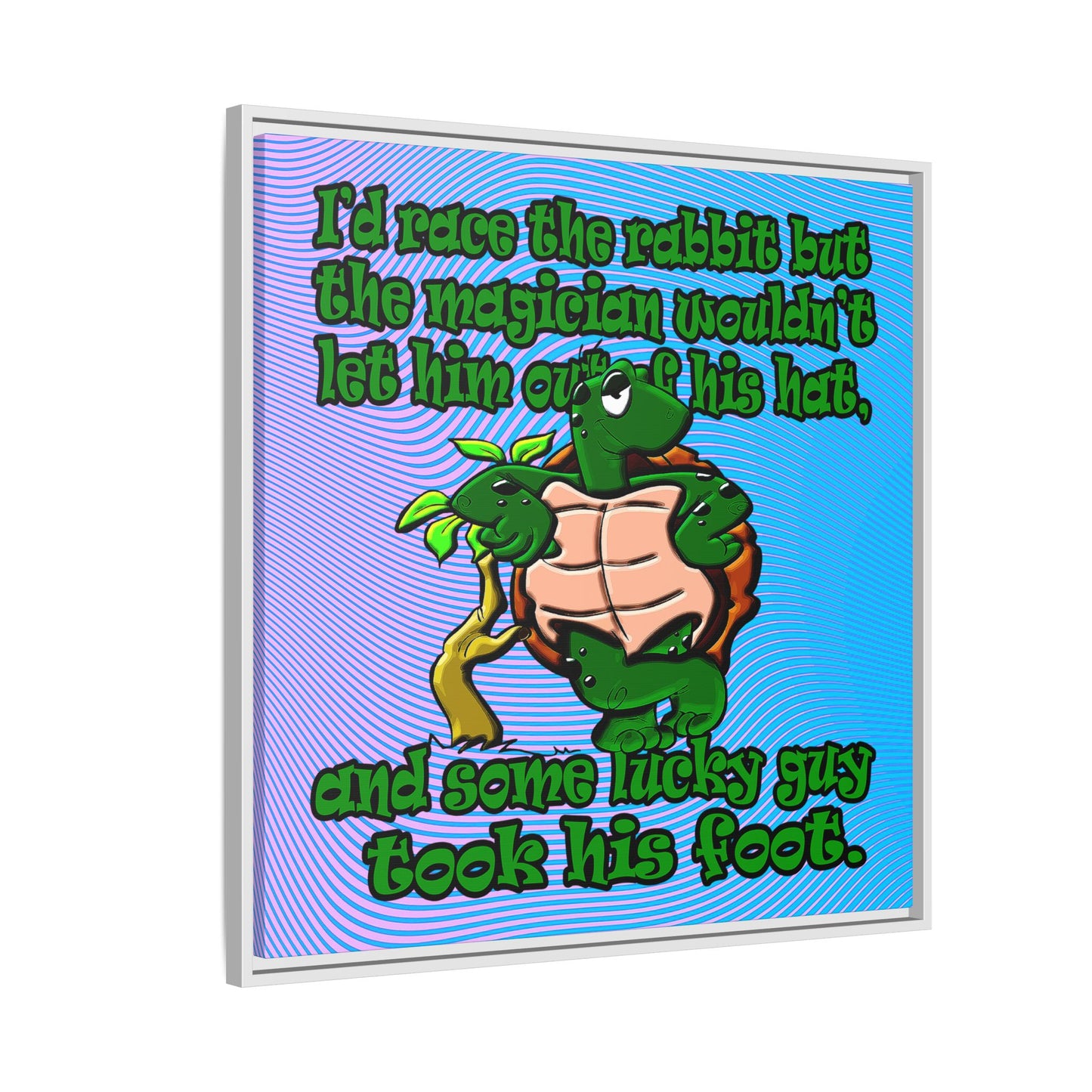 turtle race - framed canvas art (light blue-purple wave)