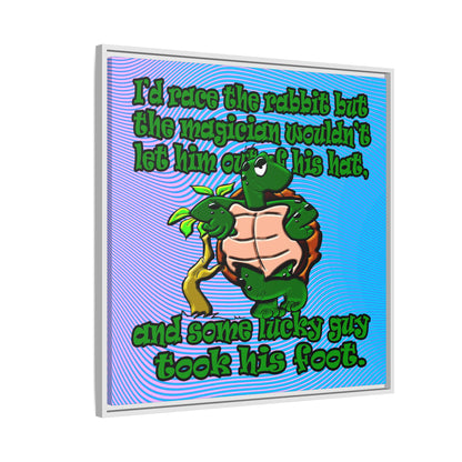 turtle race - framed canvas art (light blue-purple wave)