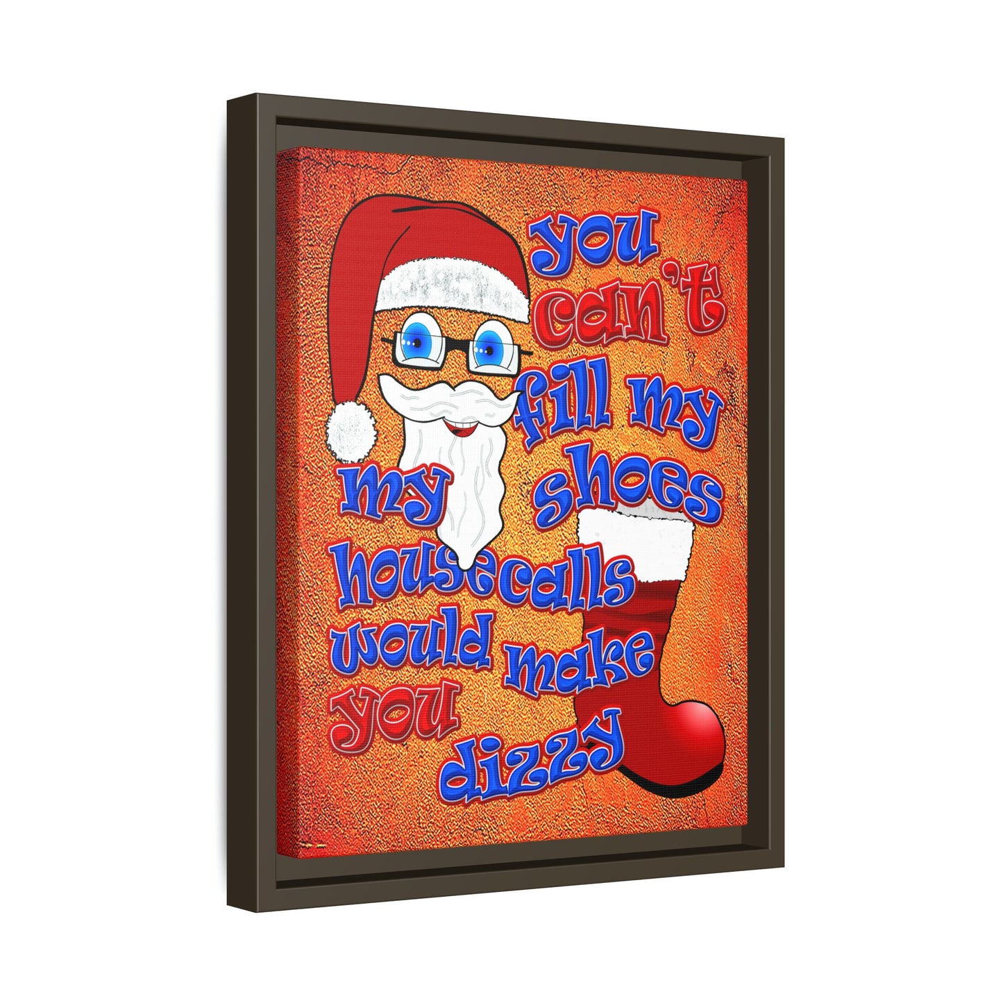 santa's shoes - framed canvas art (burnt orange)