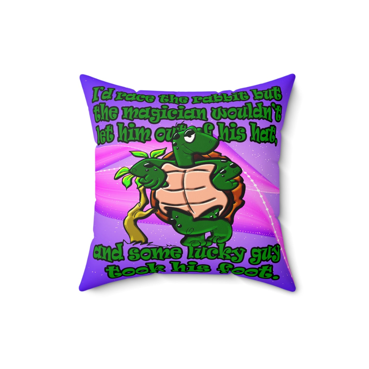 turtle race - Faux Suede Square Pillow - (purple-pink wave)