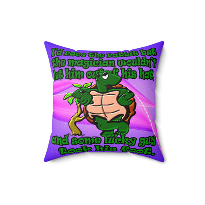 turtle race - Faux Suede Square Pillow - (purple-pink wave)