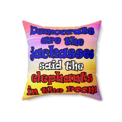 donkeys and elephants - Spun Polyester Square Pillow - (color blur)