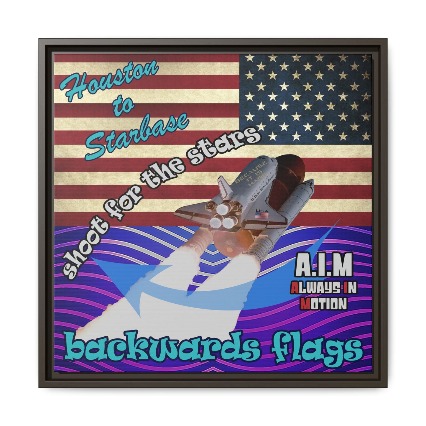 shoot for the stars - framed canvas art (purple wave)