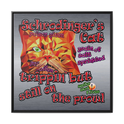 schrodinger's cat - framed canvas art (brushed nickel)
