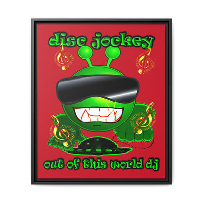 disc jockey - framed canvas art (dark red)